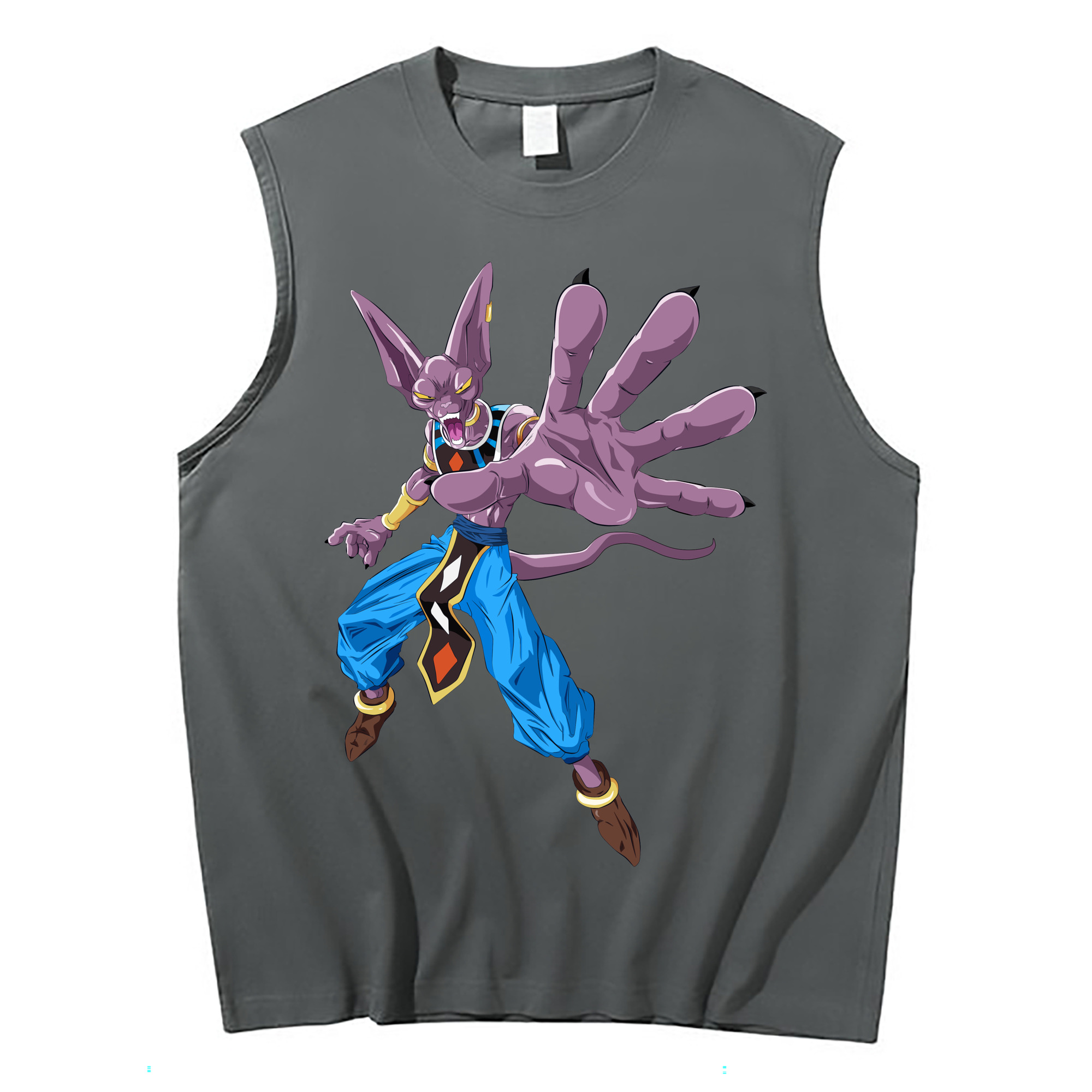 （画像用） ドラゴンボール ビルス 破壊神ビルス DRAGON BALL Beerus Birusu コットン100％タンクトップ（フロントプリント）
